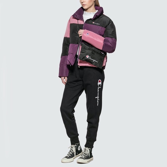 Champion Color Block Puff Down Jacket In Pink - Picture 4 of 7